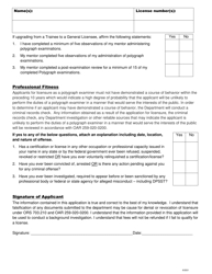 Form PL-1 Application for New Licensure - Polygraph Examiners Licensing Program - Oregon, Page 3