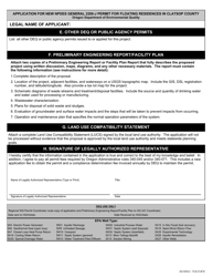 Application for New National Pollution Discharge Elimination System General 2200-j Permit for Floating Residences in Clatsop County - Oregon, Page 2