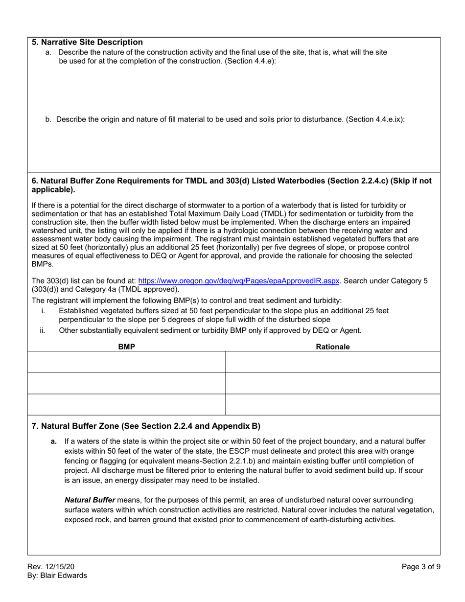 Erosion and Sediment Control Plan - Parts I Through Iii - Oregon, Page 3