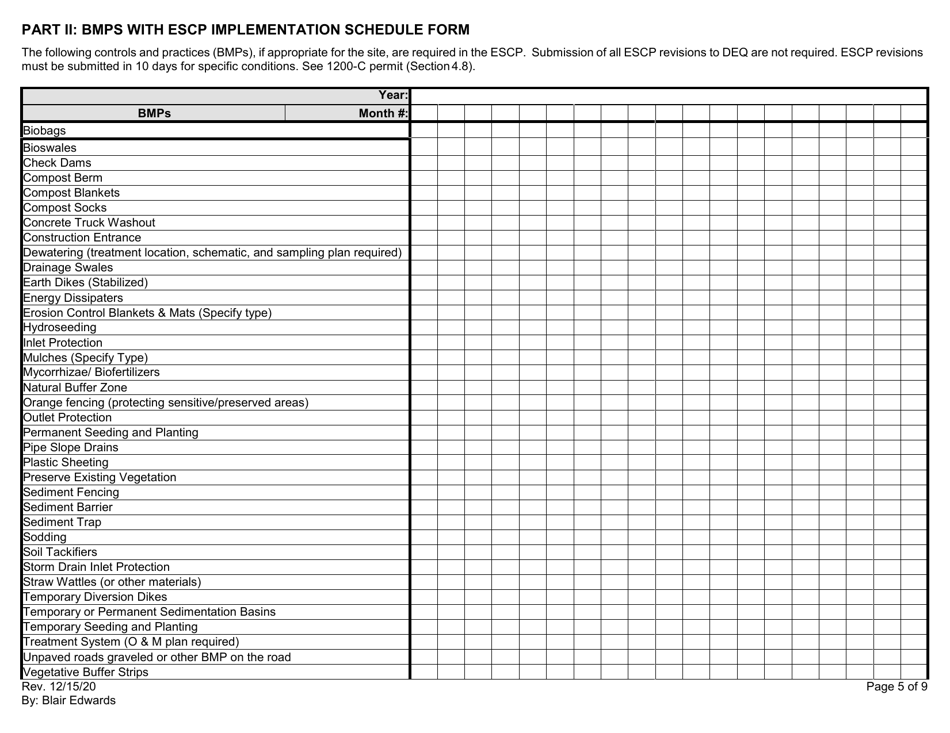 Erosion and Sediment Control Plan - Parts I Through Iii - Oregon, Page 5