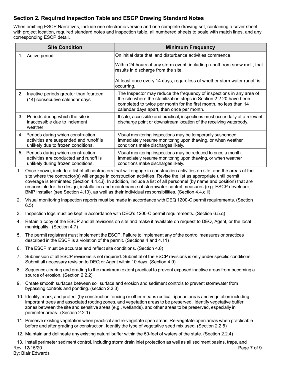 Erosion and Sediment Control Plan - Parts I Through Iii - Oregon, Page 7