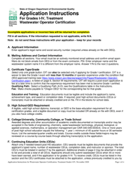 &quot;Application for the Wastewater Operator Treatment Certificate - Grades I-Iv&quot; - Oregon