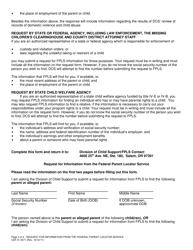 Form CSF01 0571 Request for Information From the Federal Parent Locator Service - Oregon, Page 2