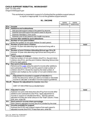Form CSF02 0910A &quot;Child Support Rebuttal Worksheet&quot; - Oregon