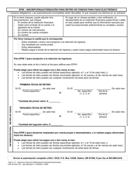 Formulario CSF08 0301 Epw - Inscripcion/Autorizacion Para Retiro De Fondos Para Pago Electronico - Oregon (Spanish), Page 2