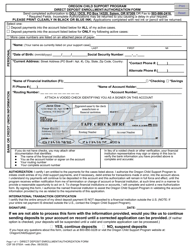 Form CSF08 0700A &quot;Direct Deposit Enrollment/Authorization Form&quot; - Oregon