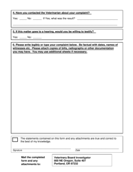 Complaint Form - Oregon, Page 2