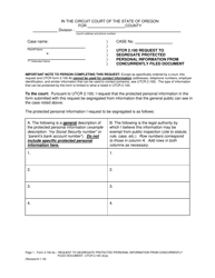 Document preview: Form 2.100.4A Utcr 2.100 Request to Segregate Protected Personal Information From Concurrently Filed Document - Oregon