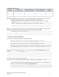 Petition for Custody and Parenting Time and Child Support - Oregon, Page 4