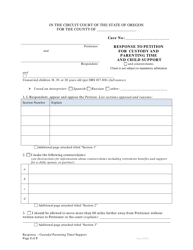 Document preview: Response to Petition for Custody and Parenting Time and Child Support (With Children) - Oregon