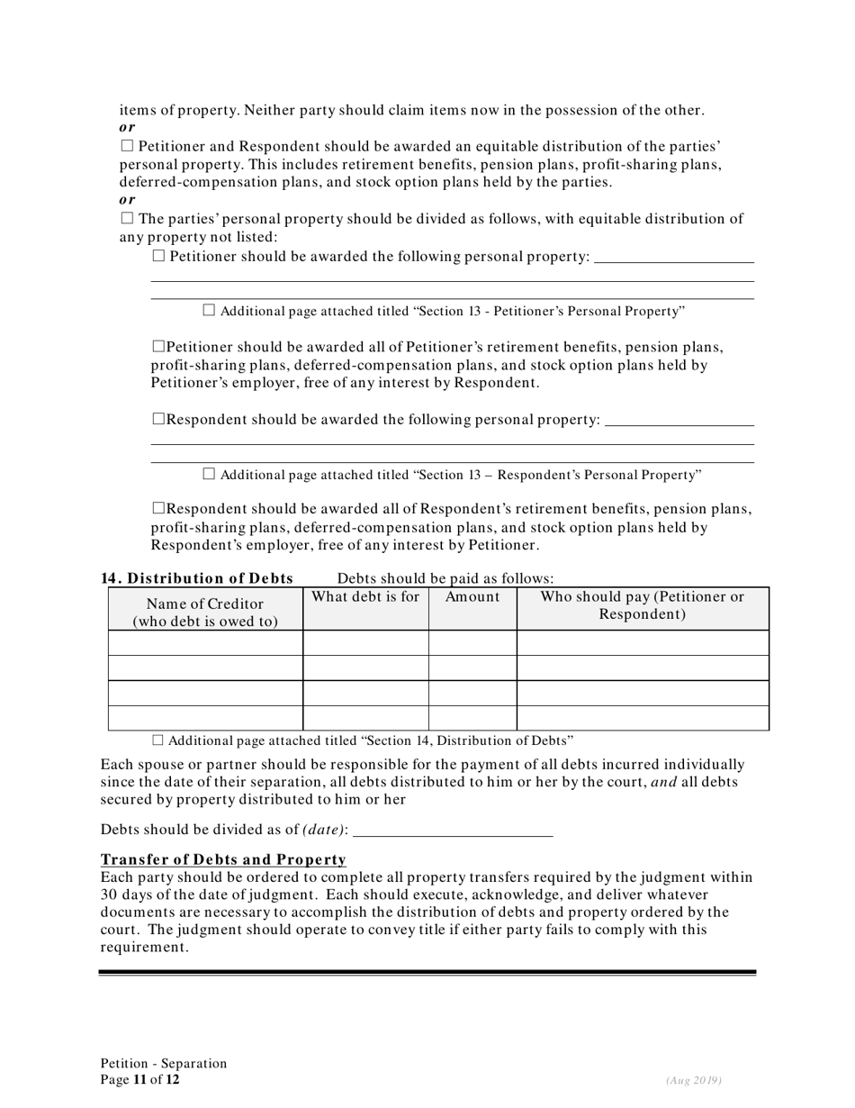 Petition for Separation of Marriage / Rdp With Children - Oregon, Page 11