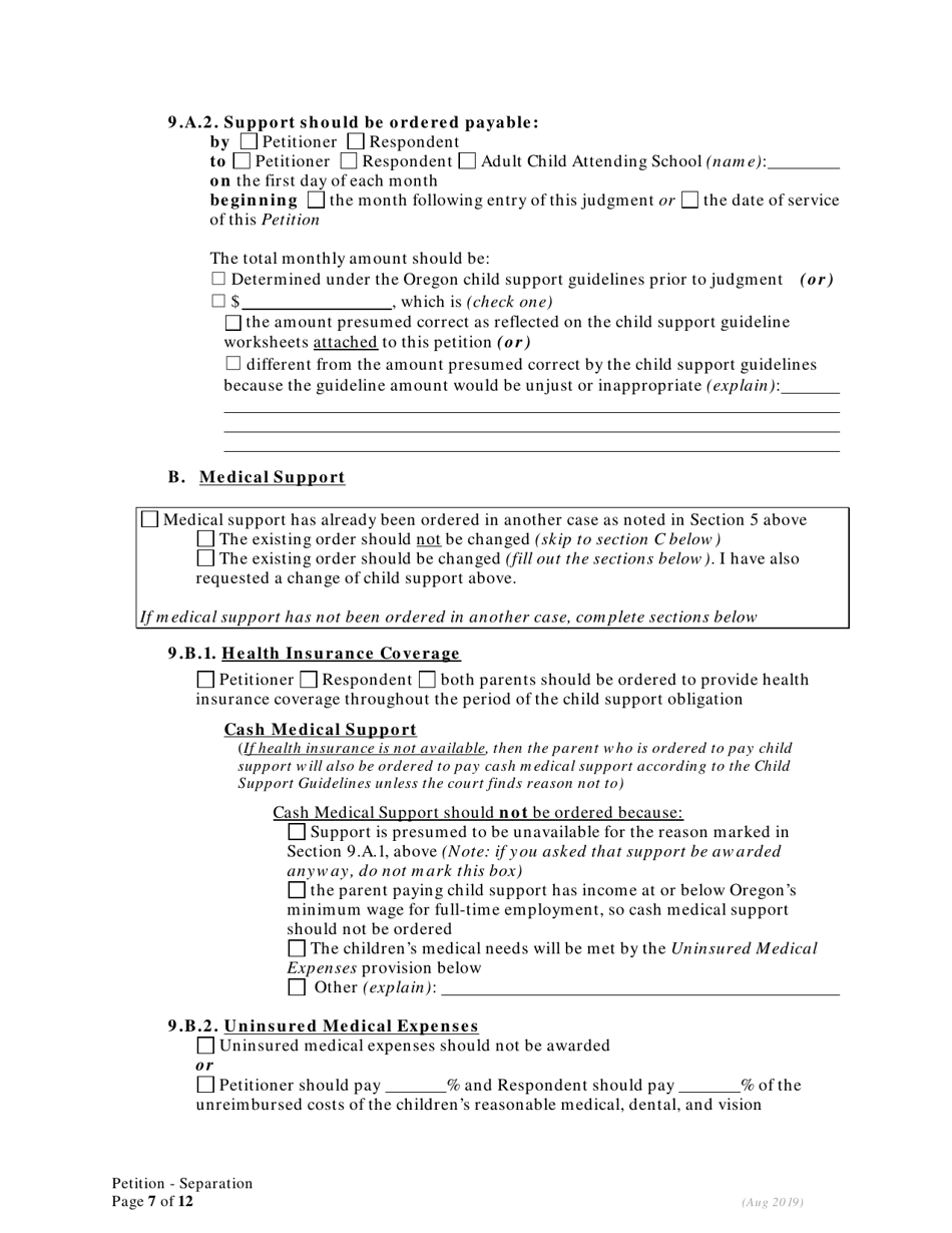 Petition for Separation of Marriage / Rdp With Children - Oregon, Page 7