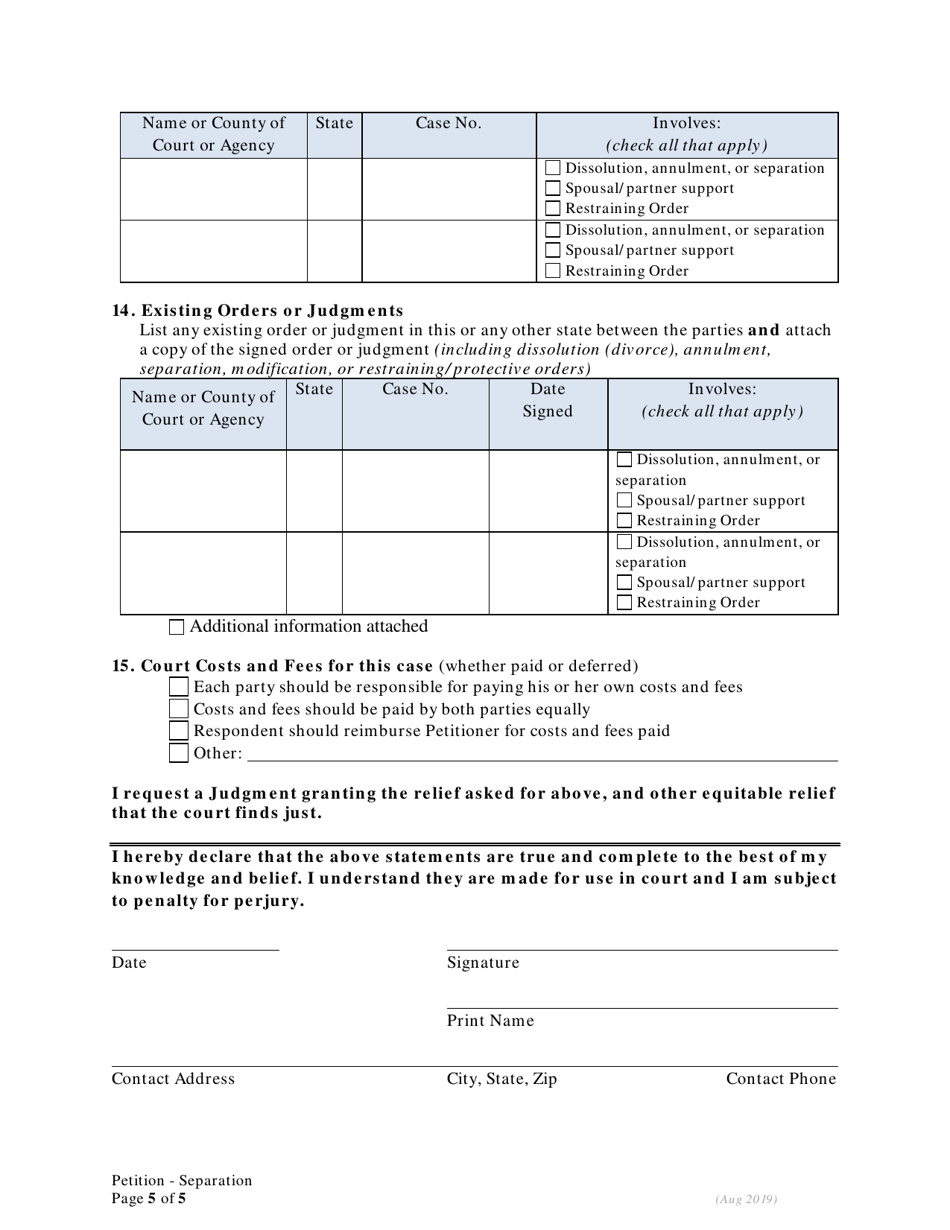 Petition for Separation of Marriage / Rdp Without Children - Oregon, Page 5