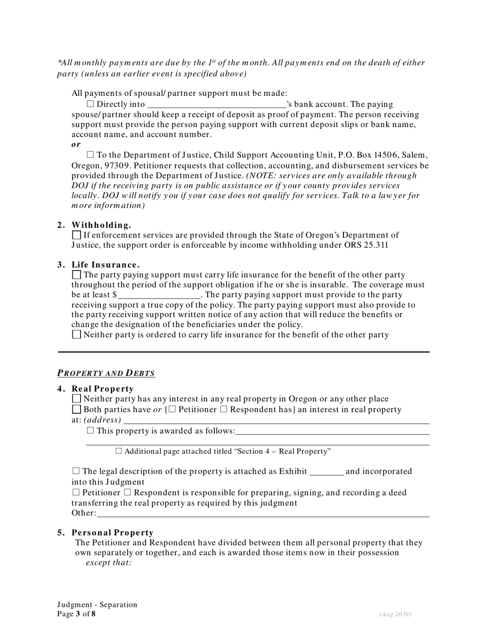 General Judgment of Separation Without Children - Oregon, Page 3