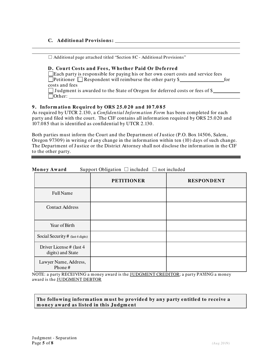 General Judgment of Separation Without Children - Oregon, Page 5