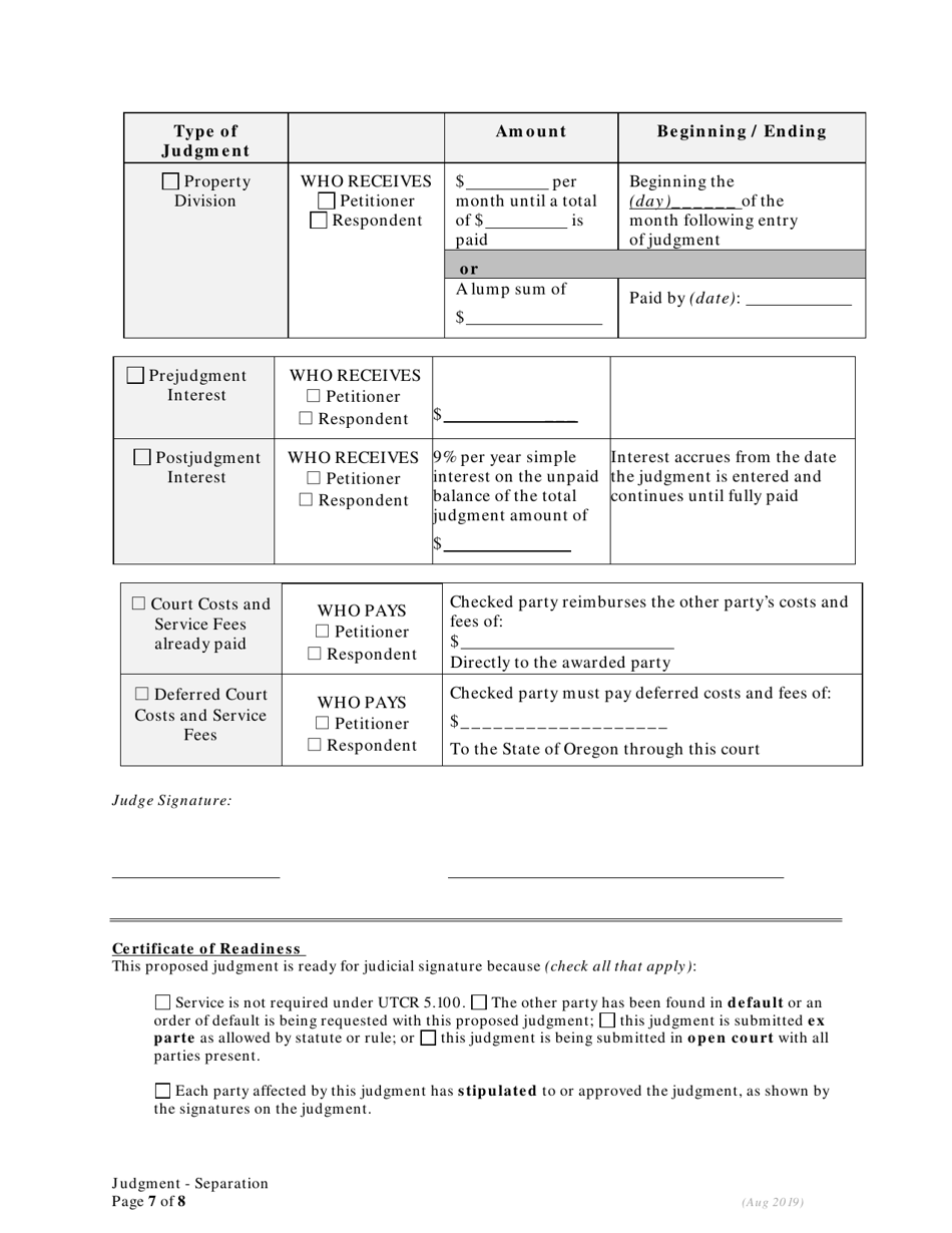General Judgment of Separation Without Children - Oregon, Page 7