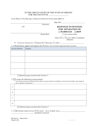 Document preview: Response to Petition for Separation Without Children - Oregon