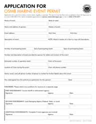 Application for Osmb Marine Event Permit - Oregon