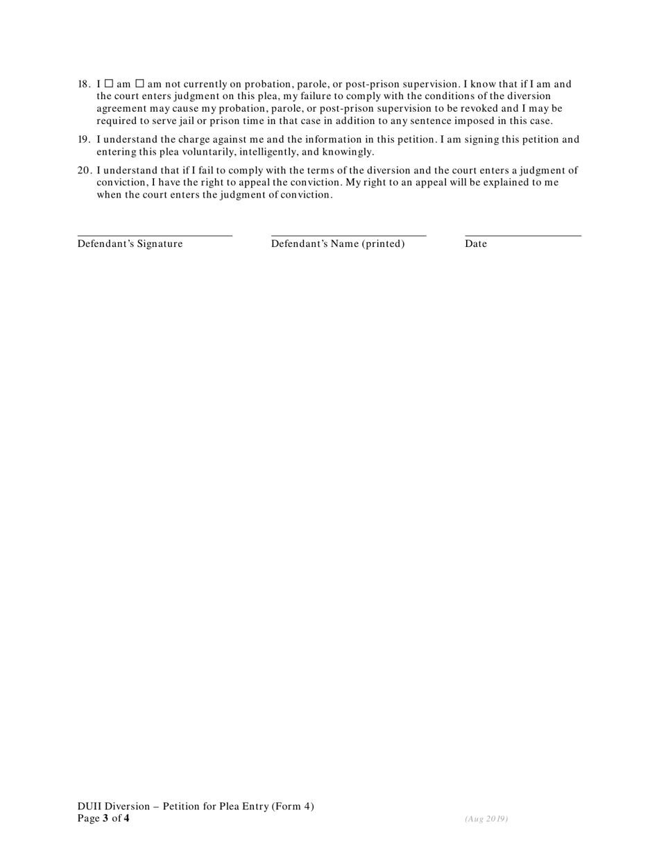 DUII Diversion Form 4 Petition to Plead Guilty or No Contest - Oregon, Page 3