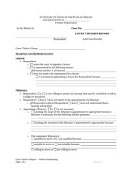 Document preview: Court Visitor's Report (Adult Guardianship) - Oregon