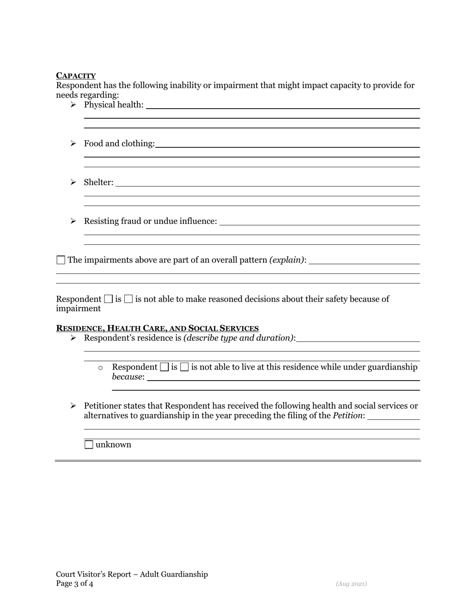 Court Visitors Report (Adult Guardianship) - Oregon, Page 3