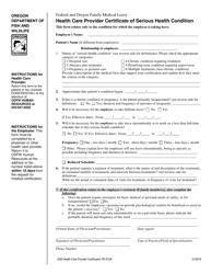 Document preview: Form PD615A Health Care Provider Certificate of Serious Health Condition - Oregon
