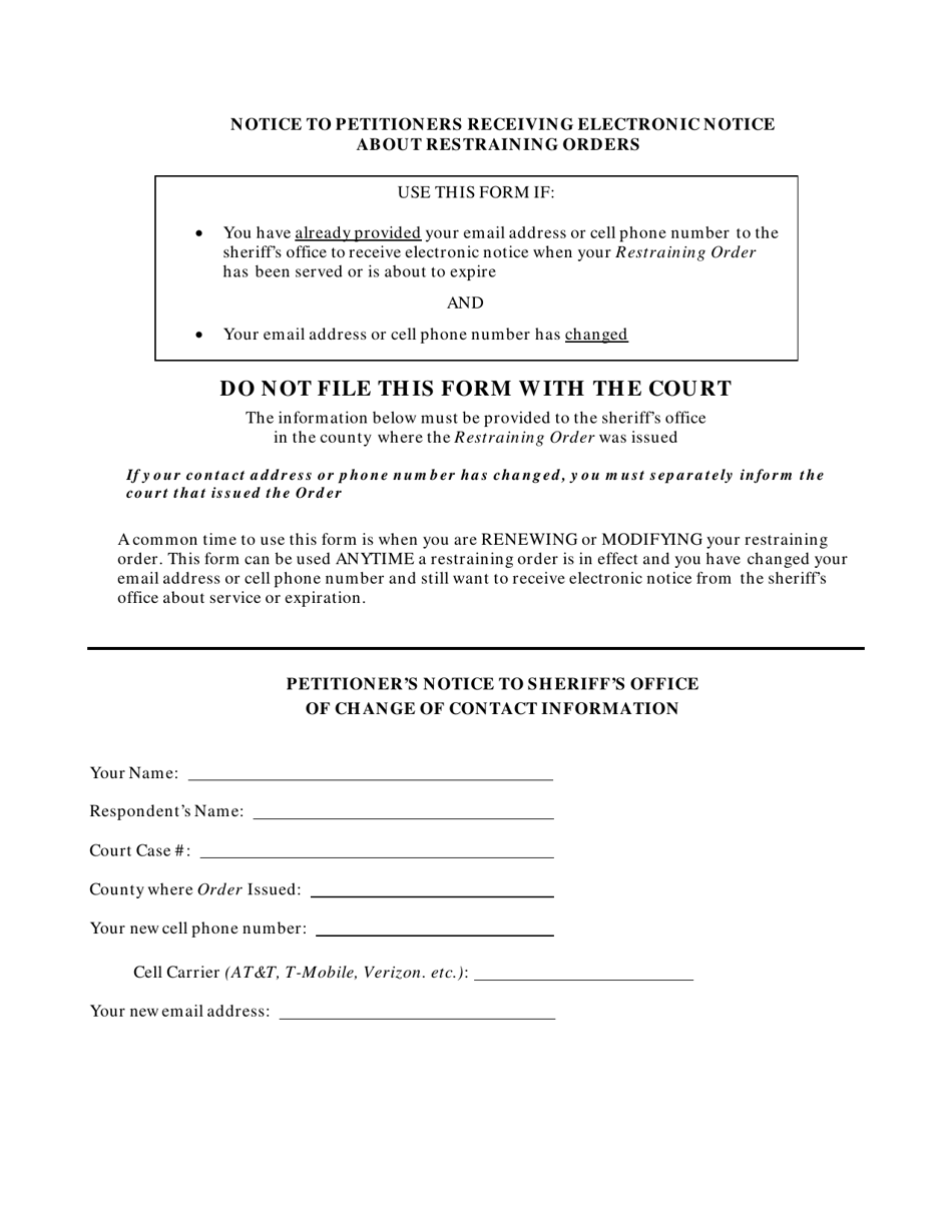 Notice to Petitioners Receiving Electronic Notice About Service or Expiration of Restraining Orders - Oregon, Page 1