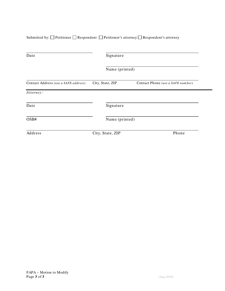 Motion for Order to V. Show Cause Re: Modifying Restraining Order  Declaration in Support - Family Abuse Prevention Act - Oregon, Page 3
