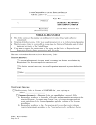 Document preview: Order Re: Renewing Restraining Order - Fapa - Oregon