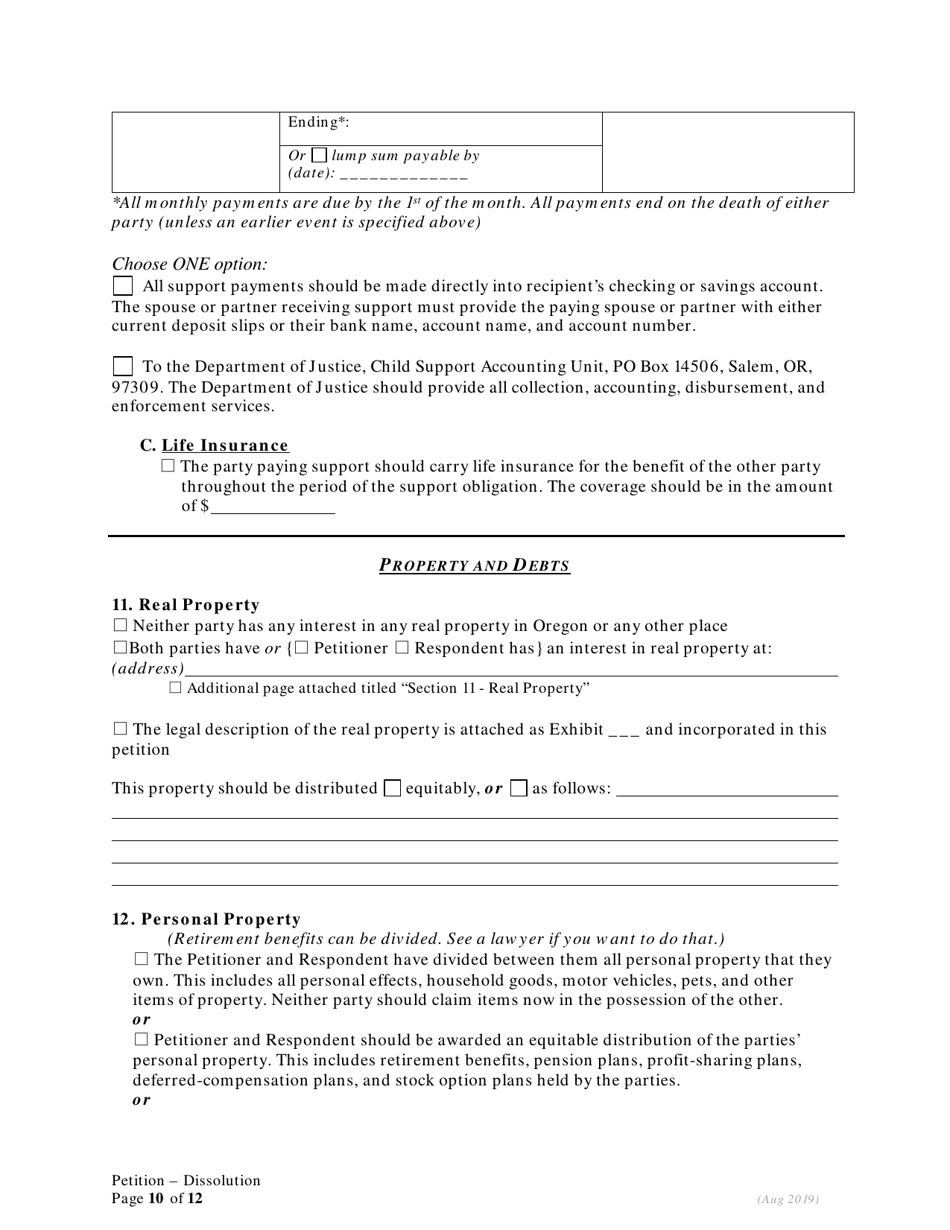 Petition for Dissolution of Marriage / Rdp for Petitioners With Children - Oregon, Page 10