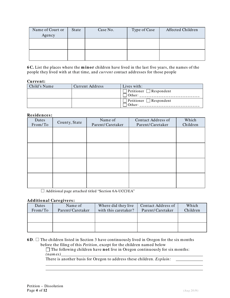 Petition for Dissolution of Marriage / Rdp for Petitioners With Children - Oregon, Page 4