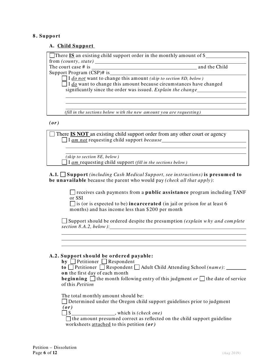 Petition for Dissolution of Marriage / Rdp for Petitioners With Children - Oregon, Page 6