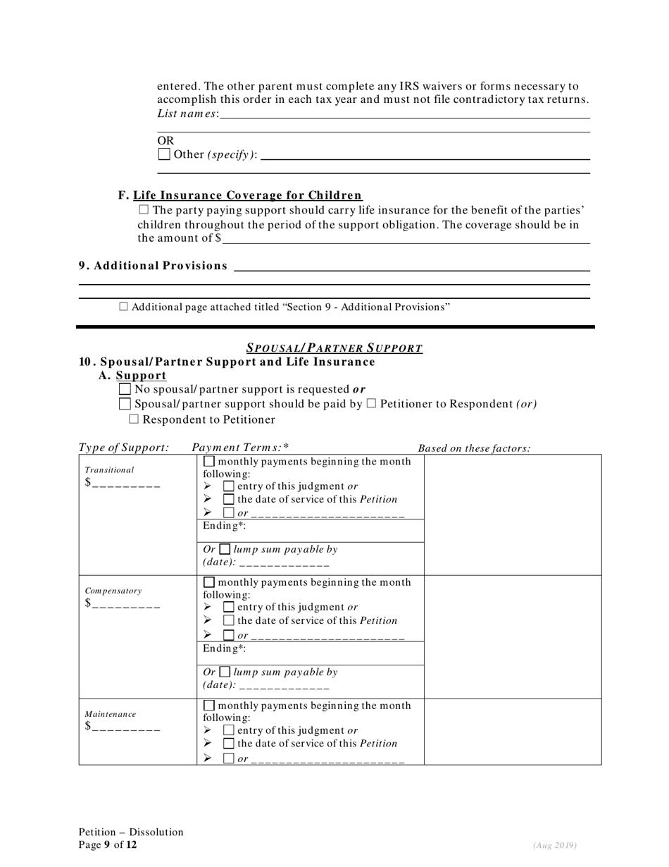 Petition for Dissolution of Marriage / Rdp for Petitioners With Children - Oregon, Page 9