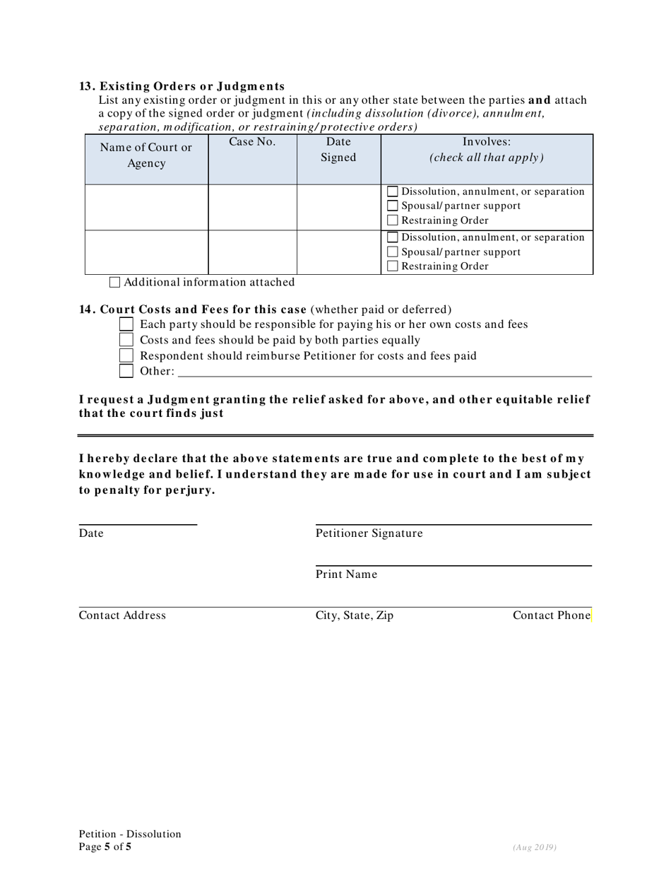 Petition for Dissolution of Marriage / Rdp Without Children - Oregon, Page 5