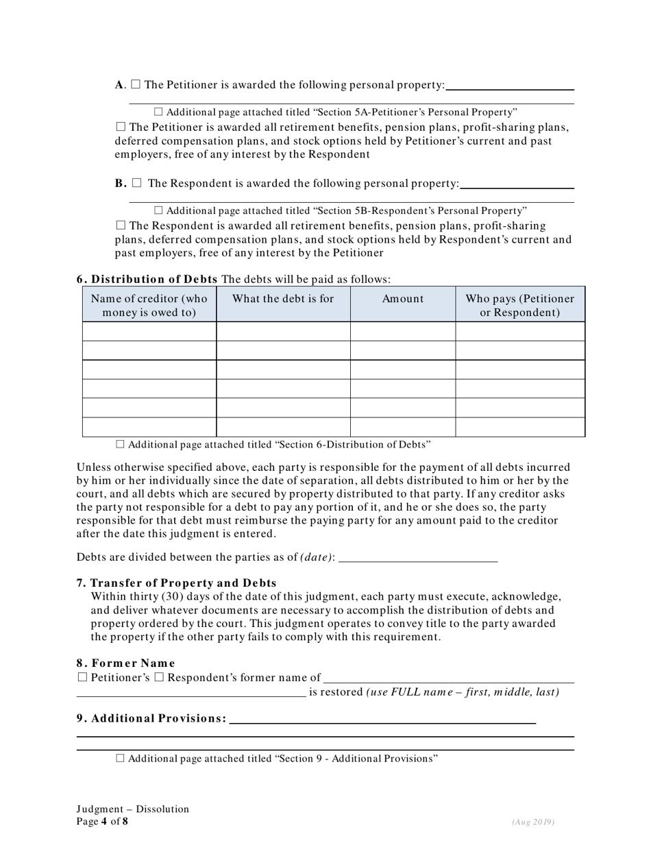 General Judgment of Dissolution of Marriage / Rdp Without Children - Oregon, Page 4