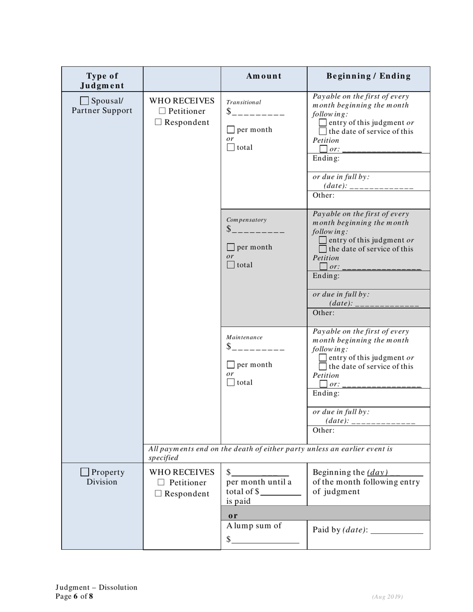 General Judgment of Dissolution of Marriage / Rdp Without Children - Oregon, Page 6