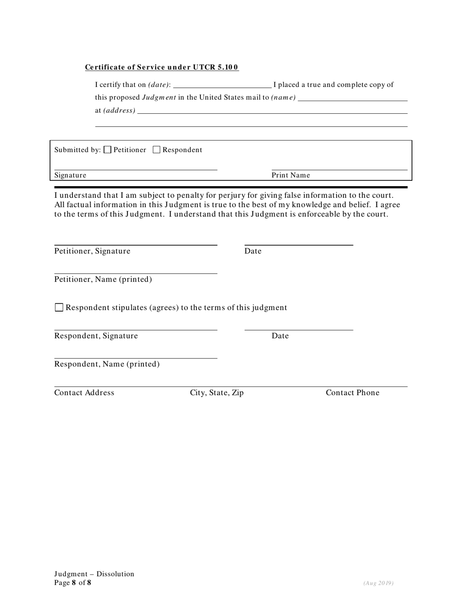 General Judgment of Dissolution of Marriage / Rdp Without Children - Oregon, Page 8
