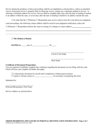Order Prohibiting Disclosure of Personal Identification Information - Oregon, Page 2