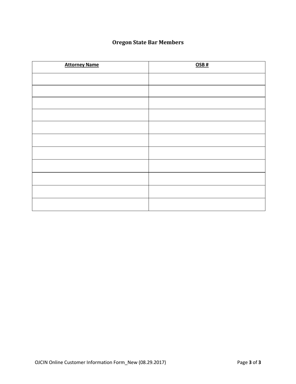 Ojcin Online Customer Information Form - Oregon, Page 3
