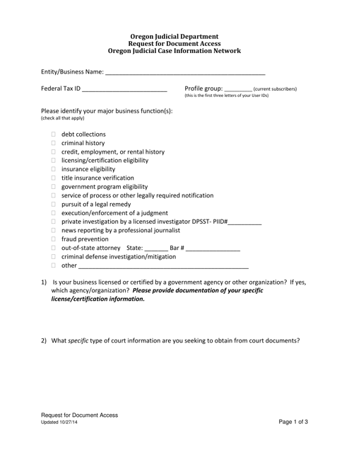 Request for Document Access - Oregon Judicial Case Information Network - Oregon Download Pdf