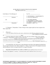 Document preview: Petitioner's/Respondent'/State of Oregon's Ex Parte Motion [for Order to Show Cause] to Correct Clerical Error in Judgment (Orcp 71a) - Oregon