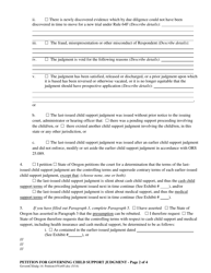 Petition for Governing Child Support Judgment - Oregon, Page 2