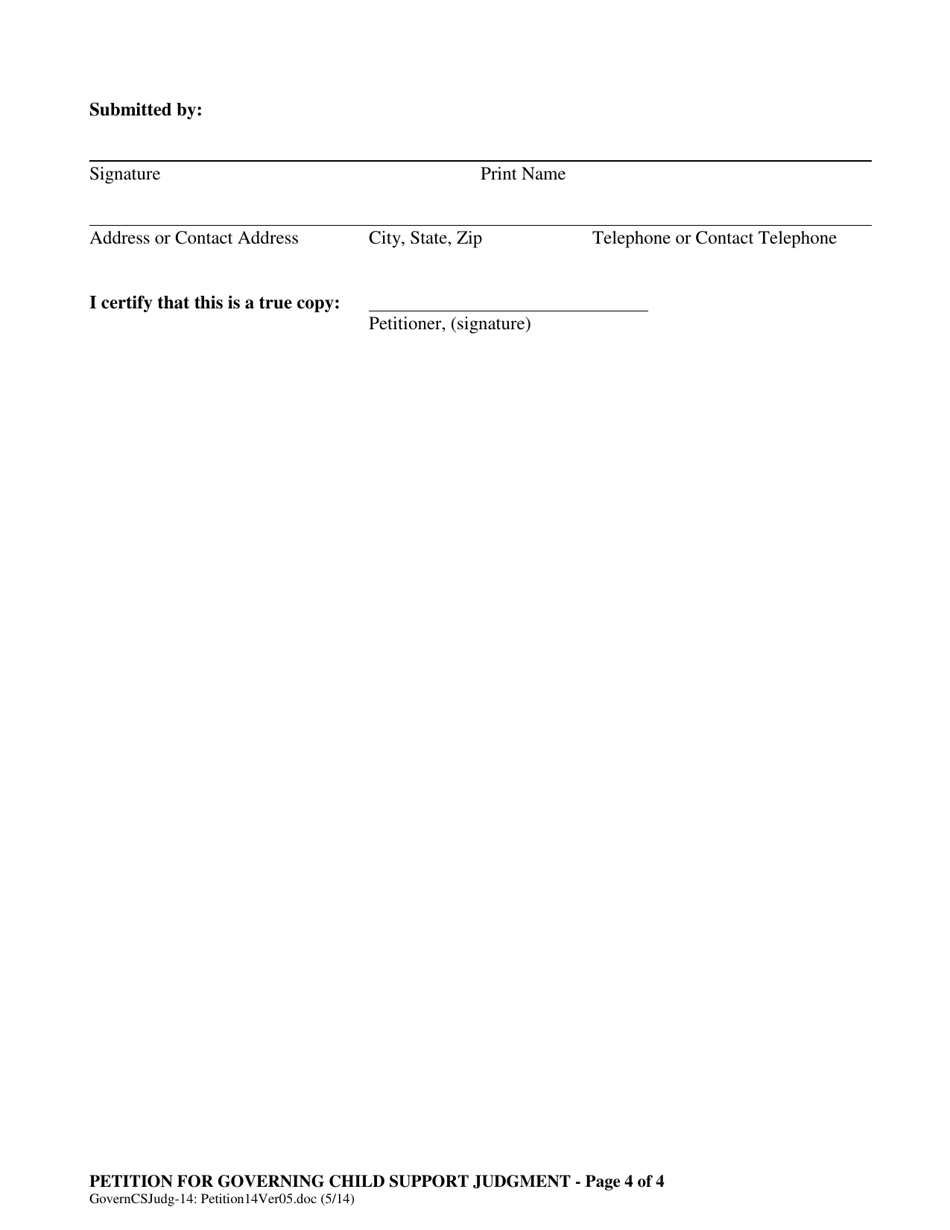 Petition for Governing Child Support Judgment - Oregon, Page 4
