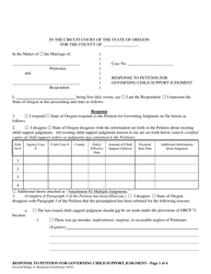 Document preview: Response to Petition for Governing Child Support Judgment - Oregon