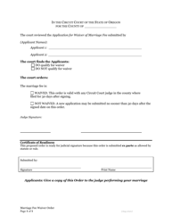 Application for Waiver of Marriage Fee - Oregon, Page 2
