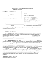Document preview: Affidavit of Service - Motion to Transfer or Change of Venue - Oregon