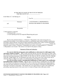 Document preview: Petitioner's/Respondent's Motion for Order to Transfer - Oregon