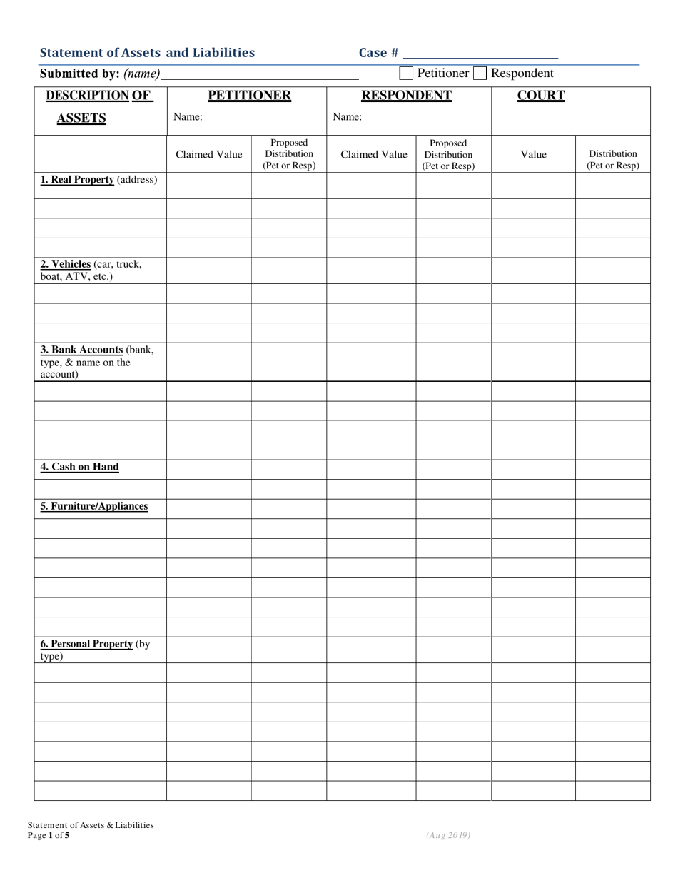 Oregon Statement Of Assets And Liabilities - Fill Out, Sign Online And ...