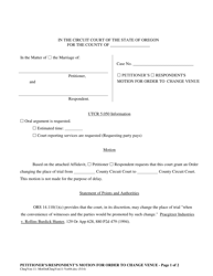 Document preview: Petitioner's/Respondent's Motion for Order to Change Venue - Oregon