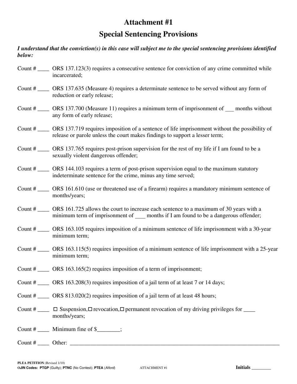 Petition to Plead Guilty / No Contest / Conditional Guilty Plea - Oregon, Page 6